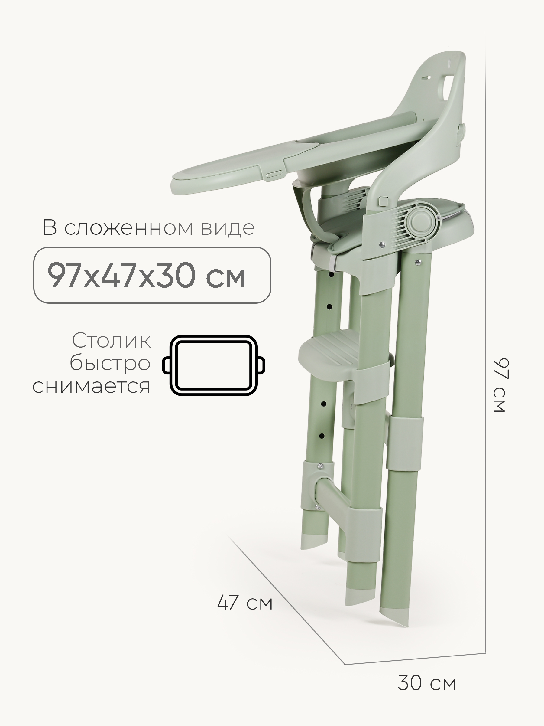 Стульчик для кормления Tomix Cindy зеленый - фото 6
