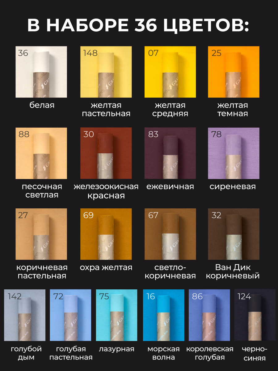 Пастель масляная Малевичъ 36 шт. - фото 3
