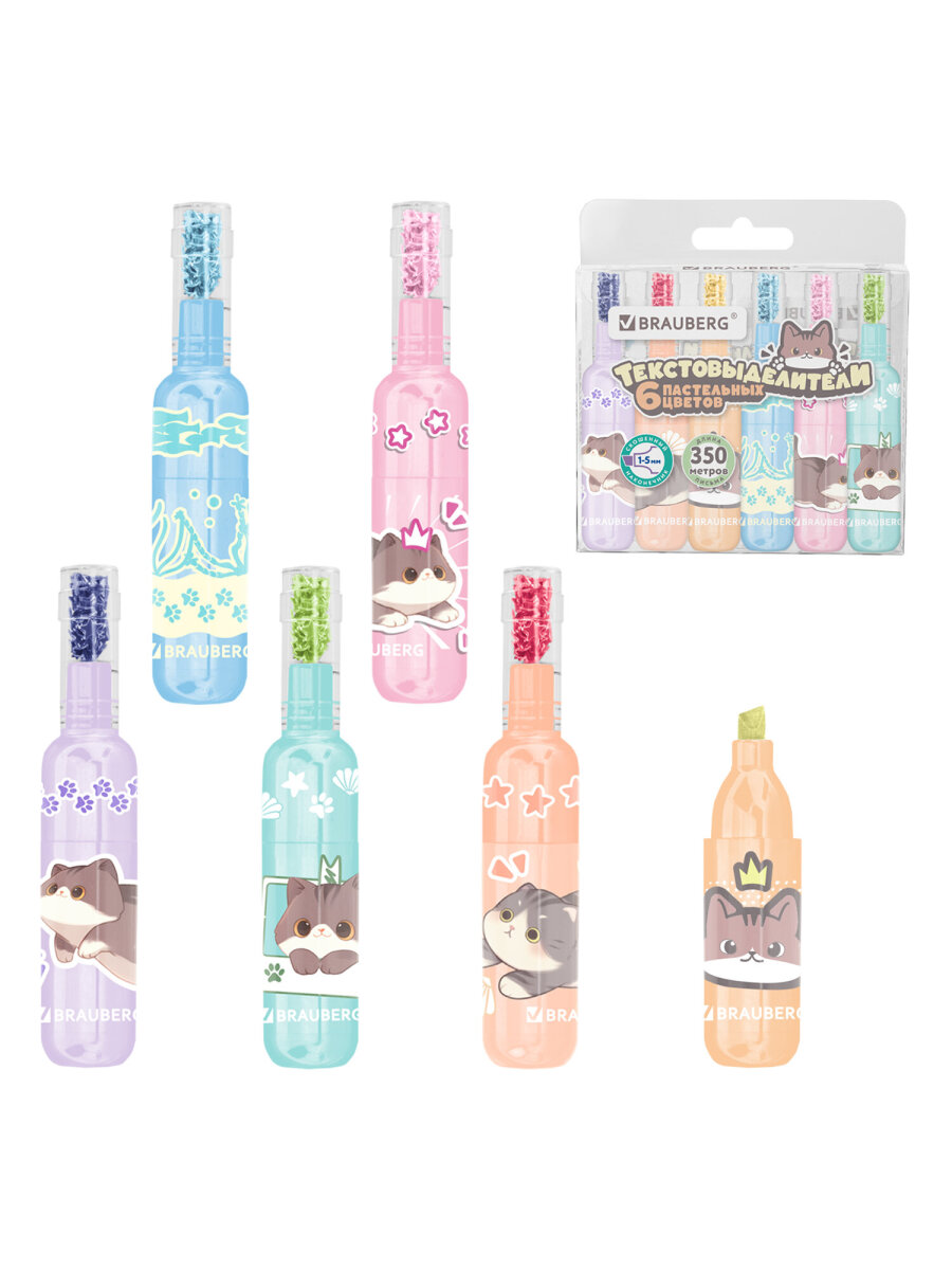 Текстовыделители Brauberg 6 цв. - фото 2