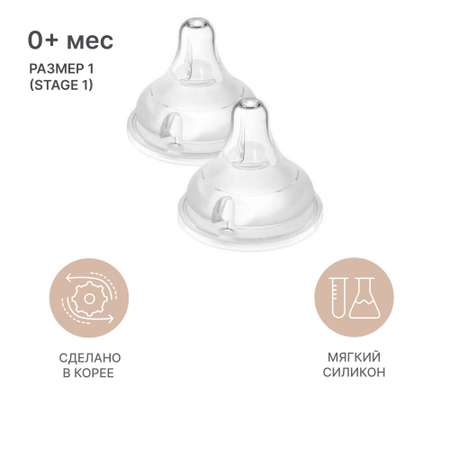 Соска MOYUUM Anti-Colic силикон S (средний поток) 2 шт.