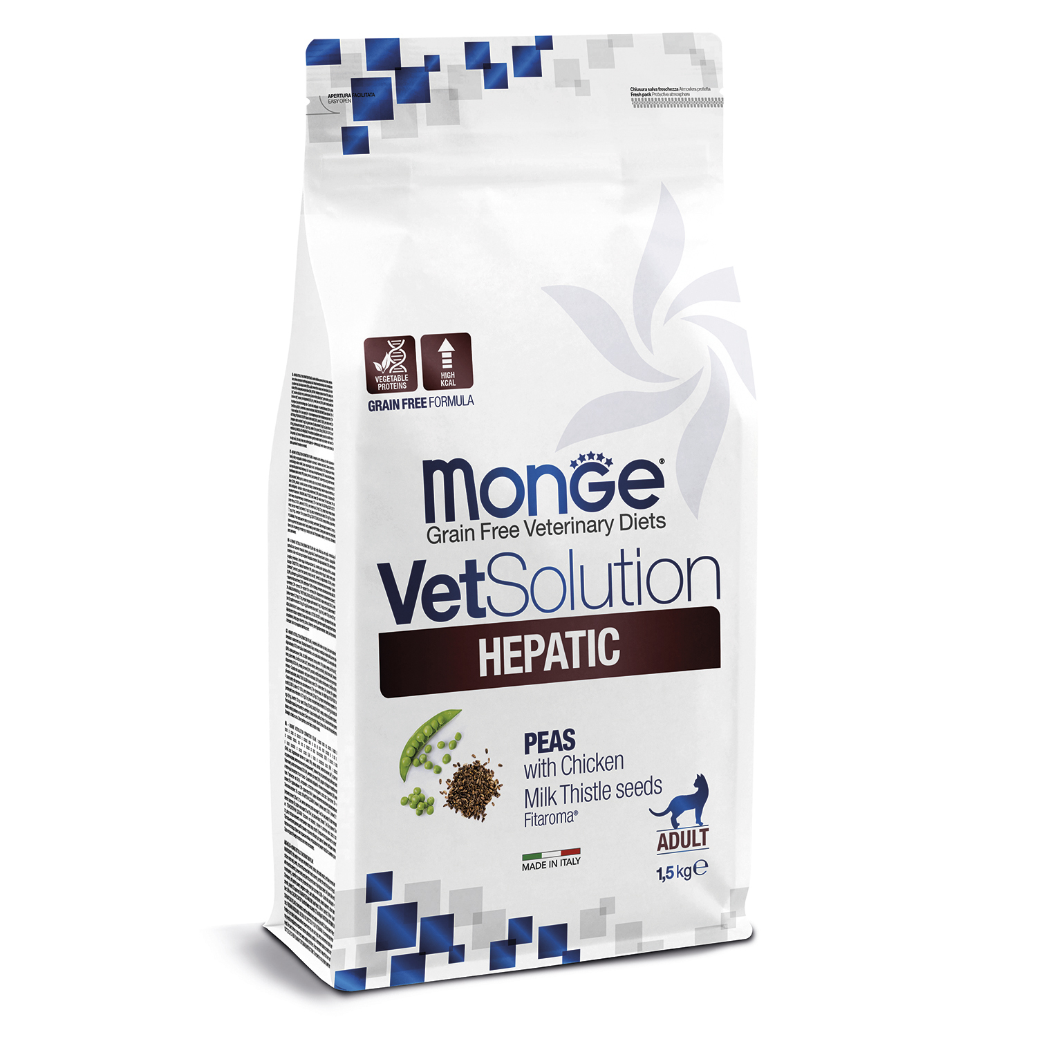 Корм для кошек диетический MONGE VetSolution Cat Hepatic Гепатик при заболеваниях печени 1.5кг - фото 1