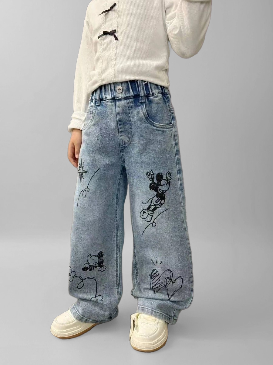 Джинсы iUkoworld Джинсы детские на резинке широкие - фото 2