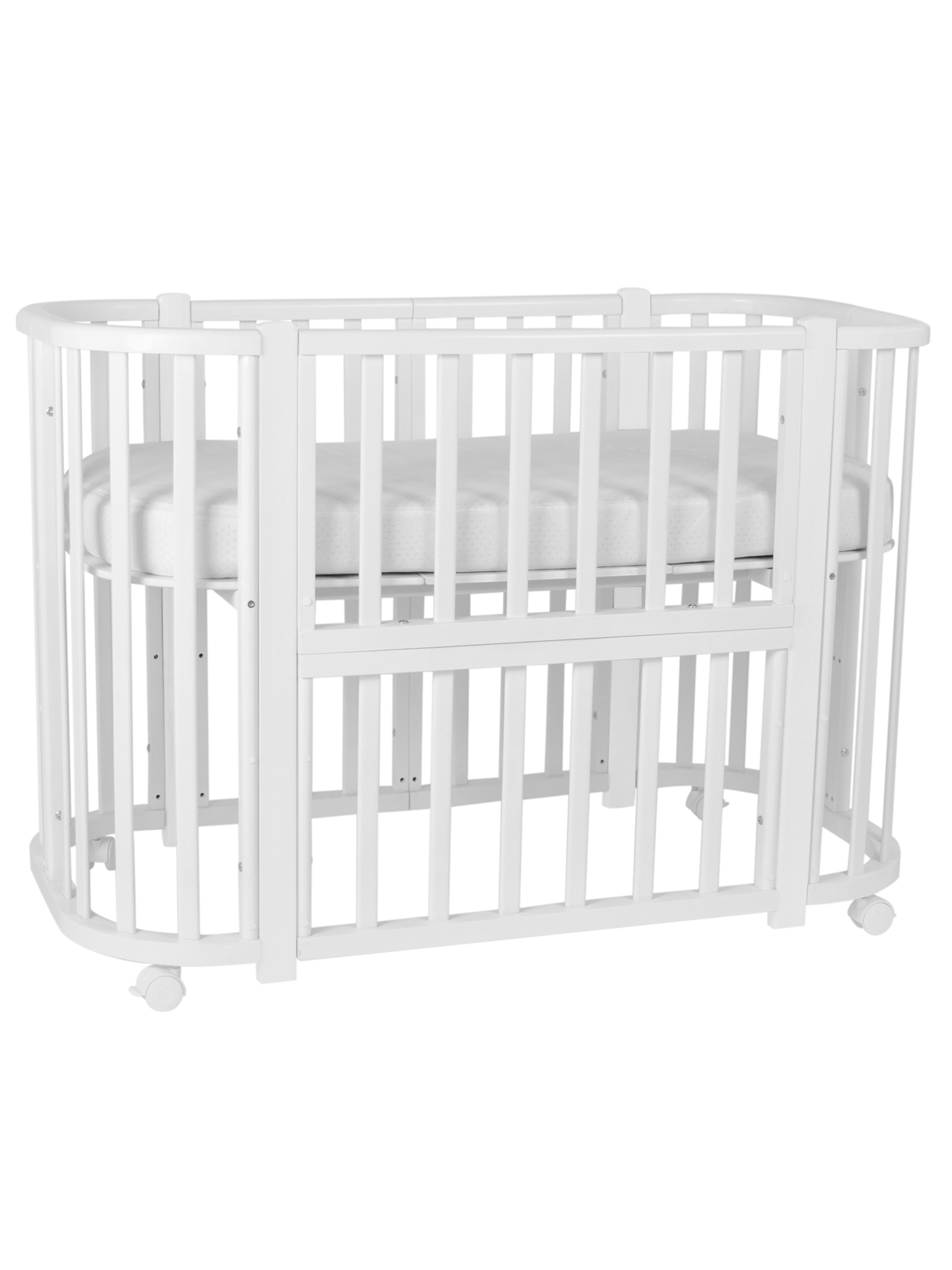 Детская кроватка Ingo Baby Lux BL-01 3 в 1 с бортиком белый, поперечный маятник - фото 7