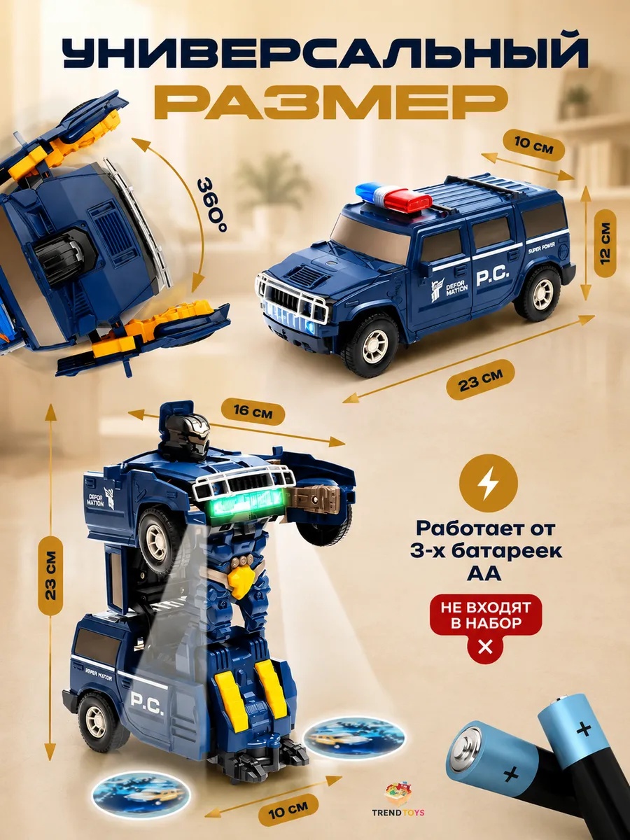 Фигурка TrendToys Робот трансформер полиция - фото 6