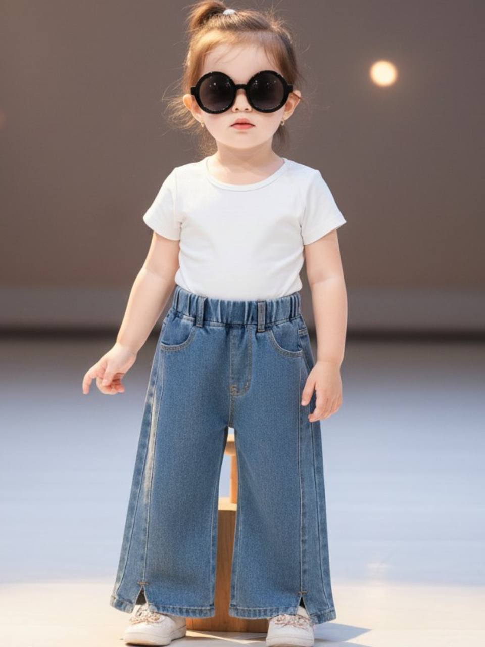 Изображение товара Джинсы Sladusiki для девочек широкие с разрезами на резинке 86 размер Изображение товара Джинсы Sladusiki для девочек широкие с разрезами на резинке 86 размер