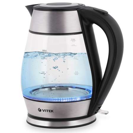Чайник VITEK VT-7037 TR 2200Вт 1.8л прозрачн/черный (стекло/металл/пластик)