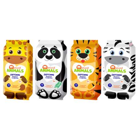 Влажные салфетки Smart Animals 50 шт.