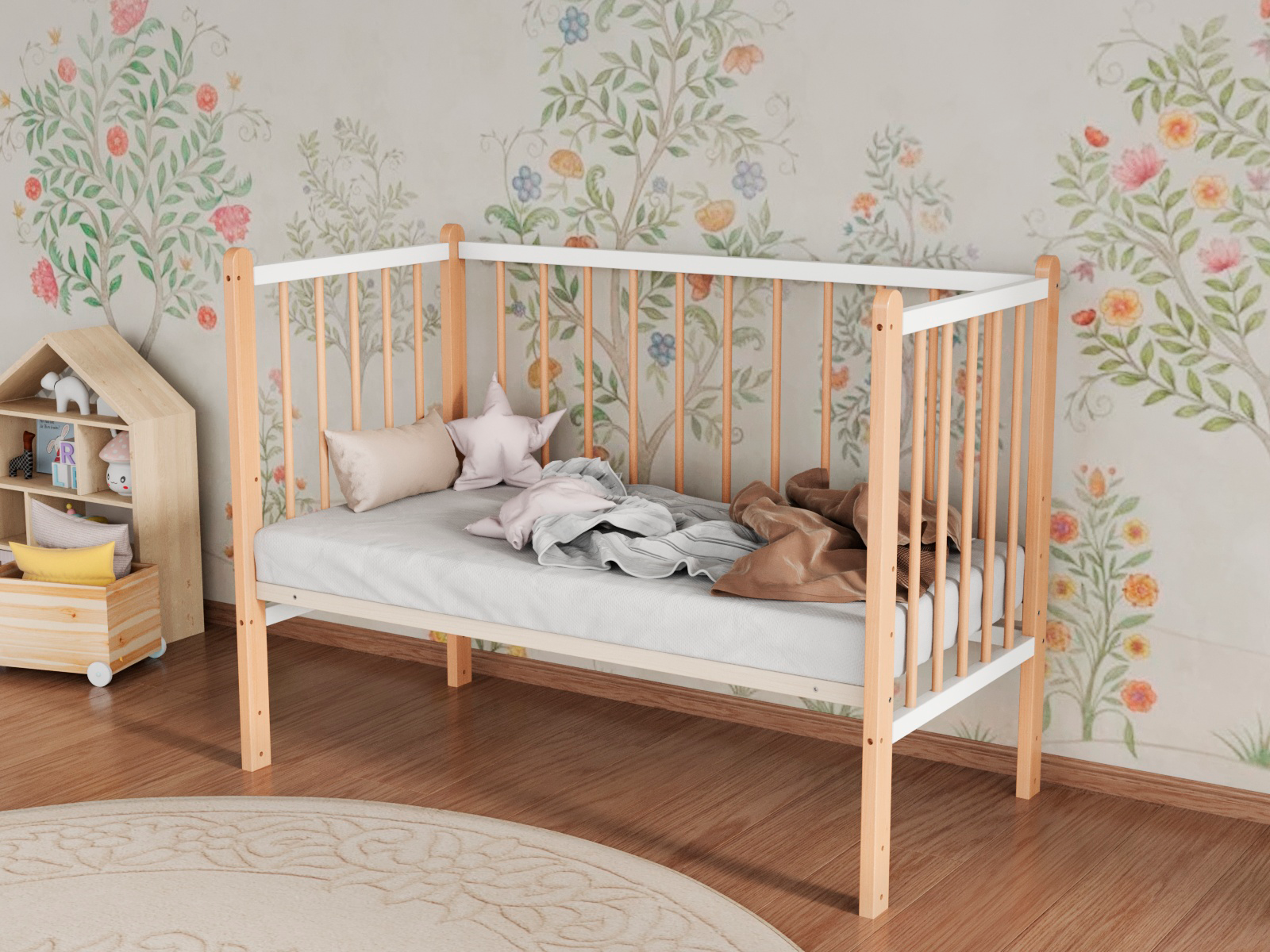 Детская кроватка Incanto Classic, поперечный маятник (белый, бук) - фото 6