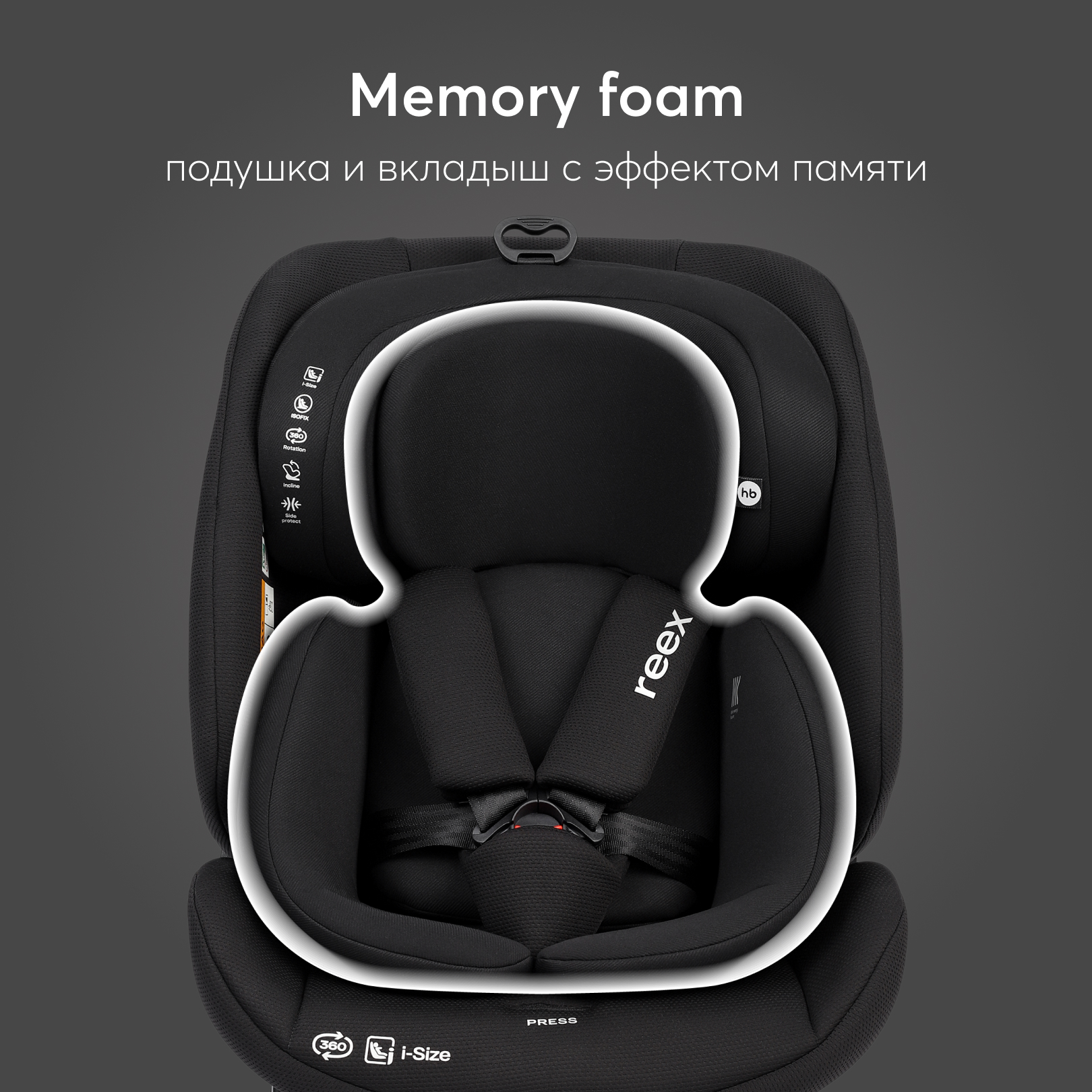 Автокресло Happy Baby Reex Black Isofix 0+/1/2/3 (0-36 кг) - фото 9
