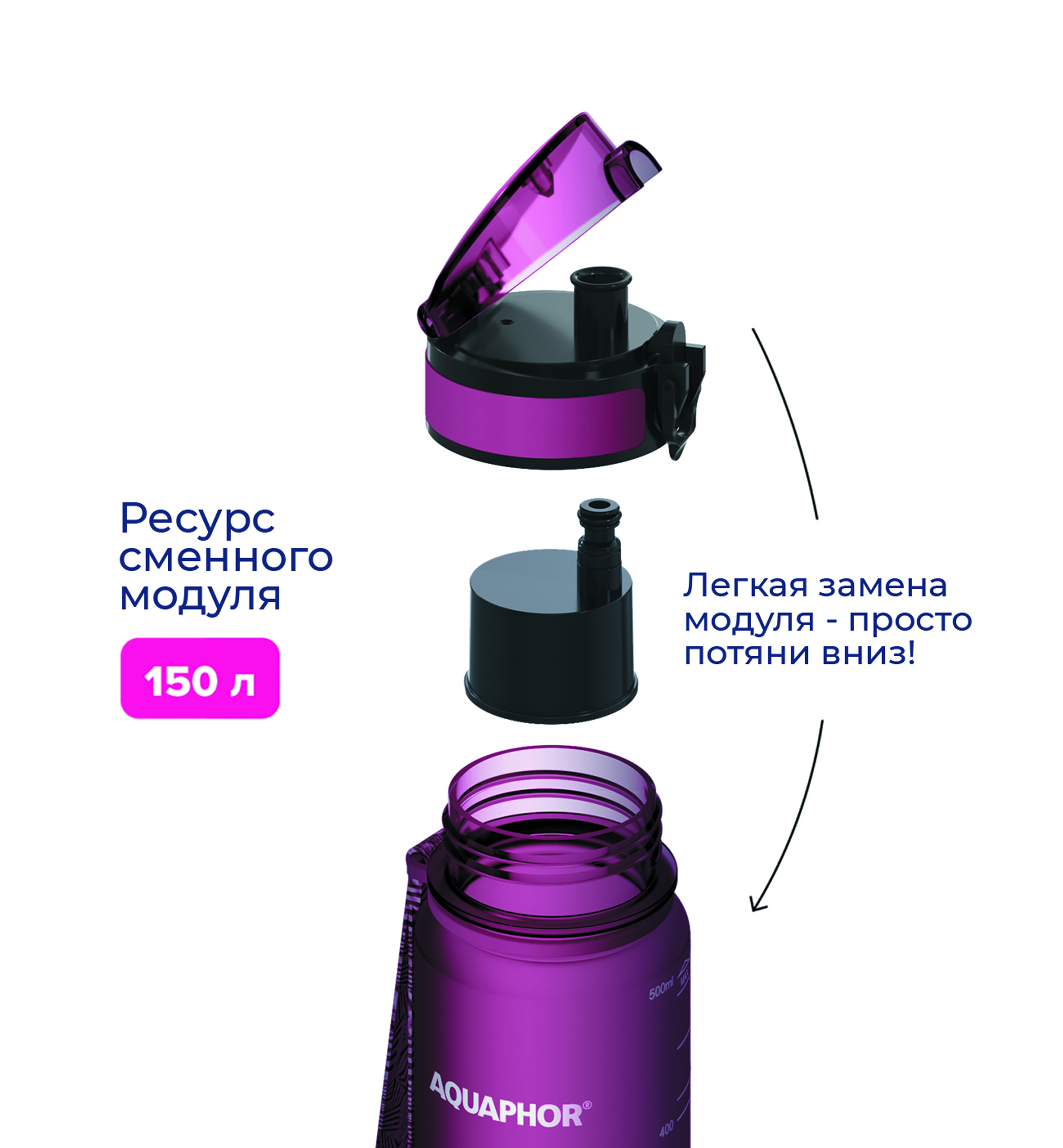 Бутылка-фильтр Аквафор 500 мл рубин - фото 4