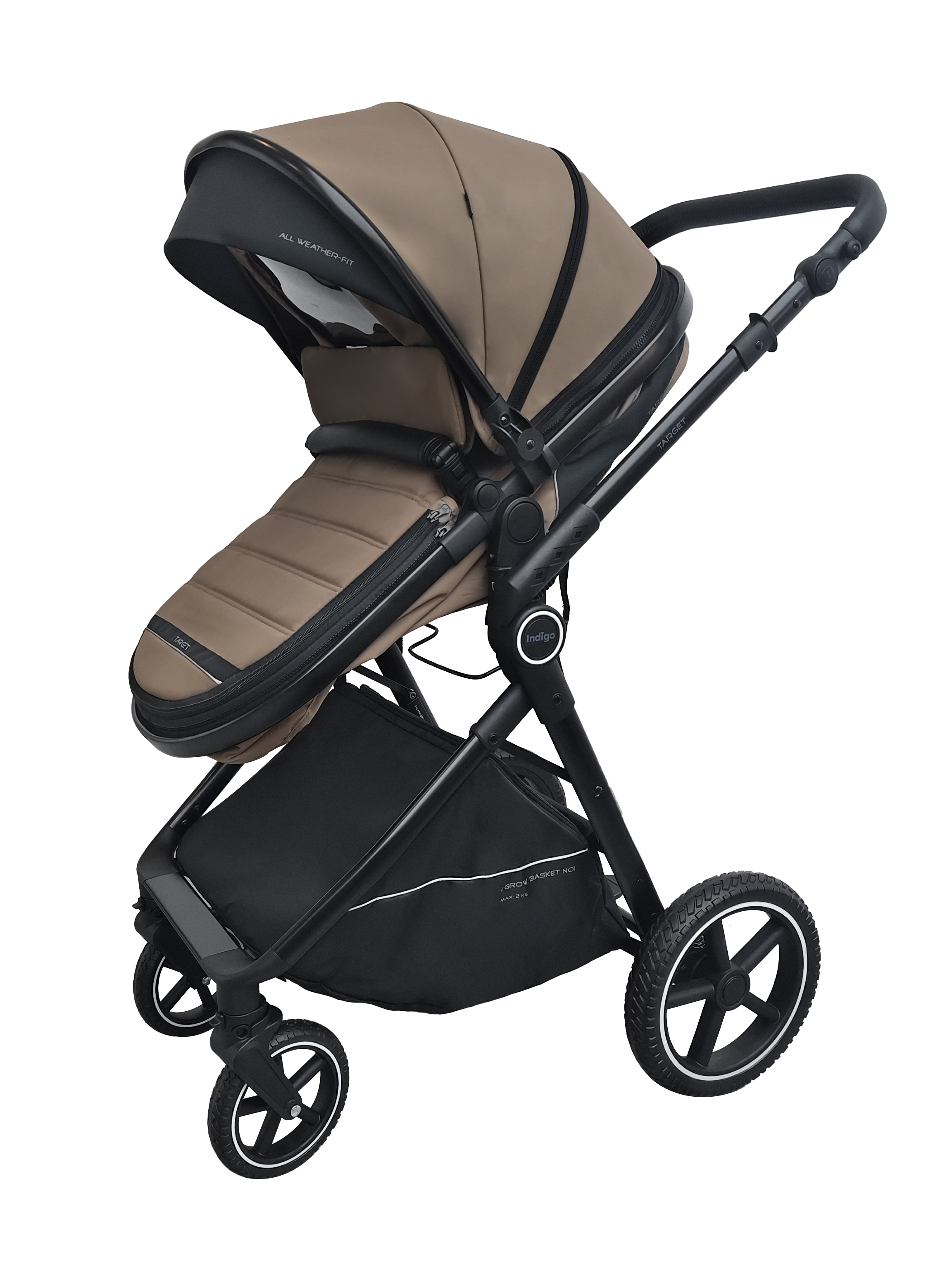 Коляска трансформер Indigo TARGET 3в1 темно-бежевый - фото 8