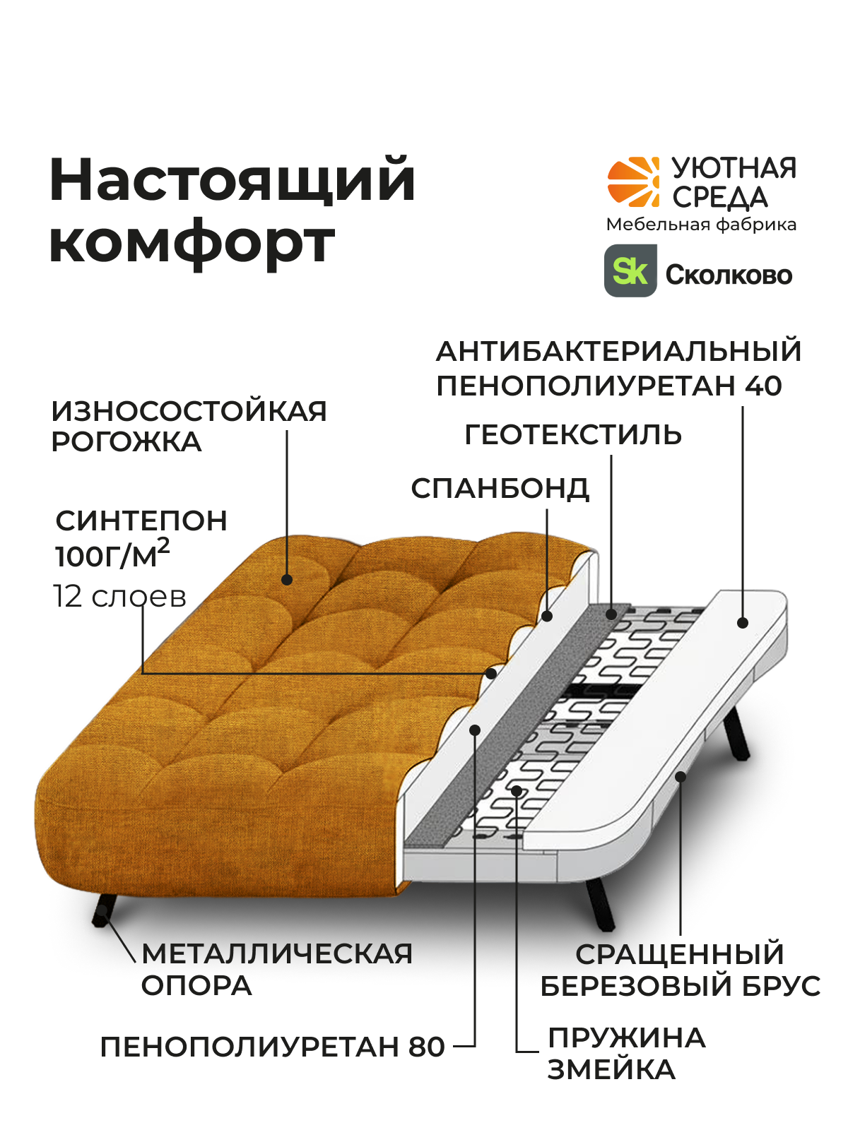 Диван Уютная среда желтая рогожка желтый - фото 10