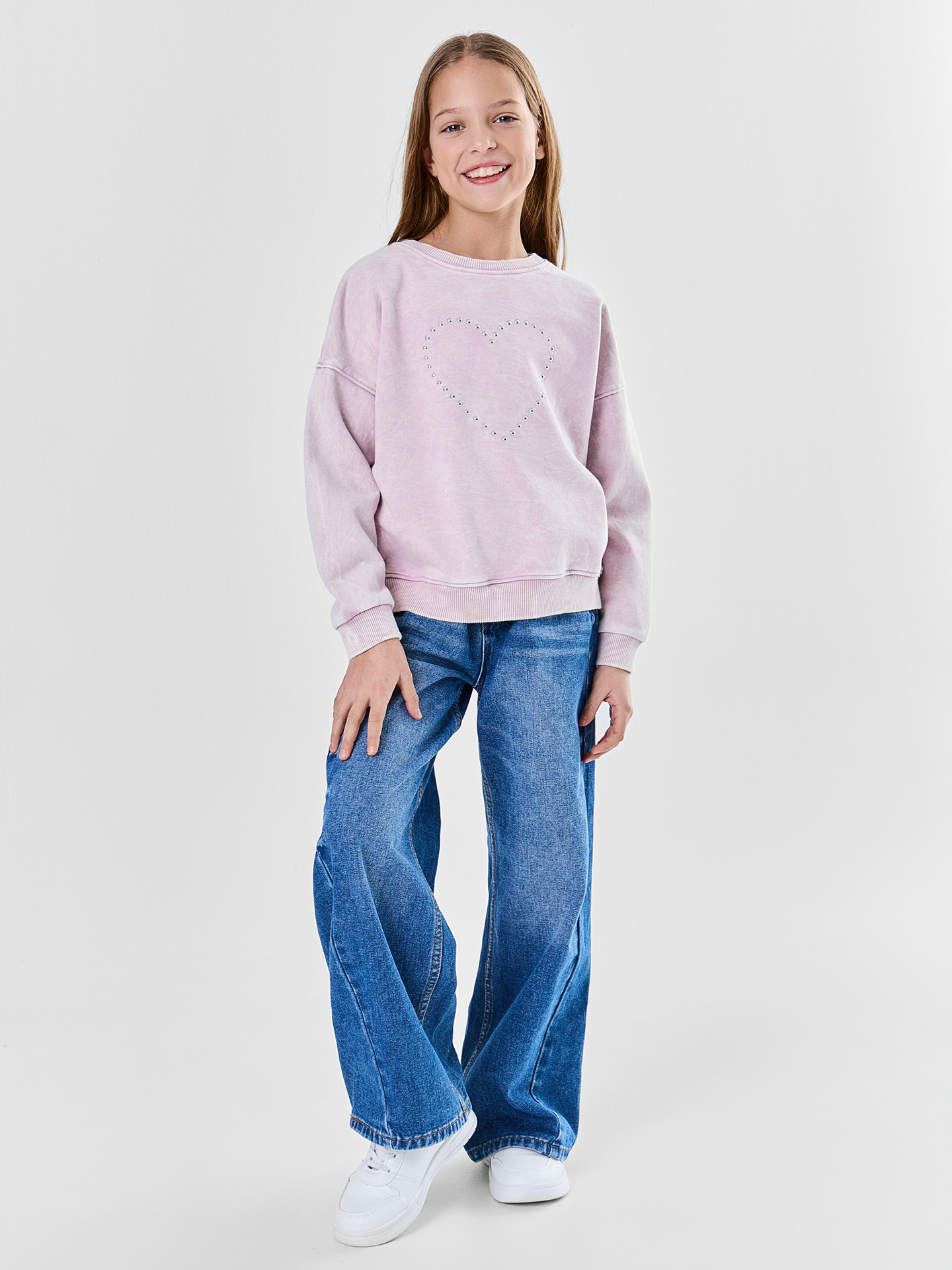 Свитшот Mark Formelle (Марк Формэль) 127993/ACID WASH сиреневый +печать - фото 1