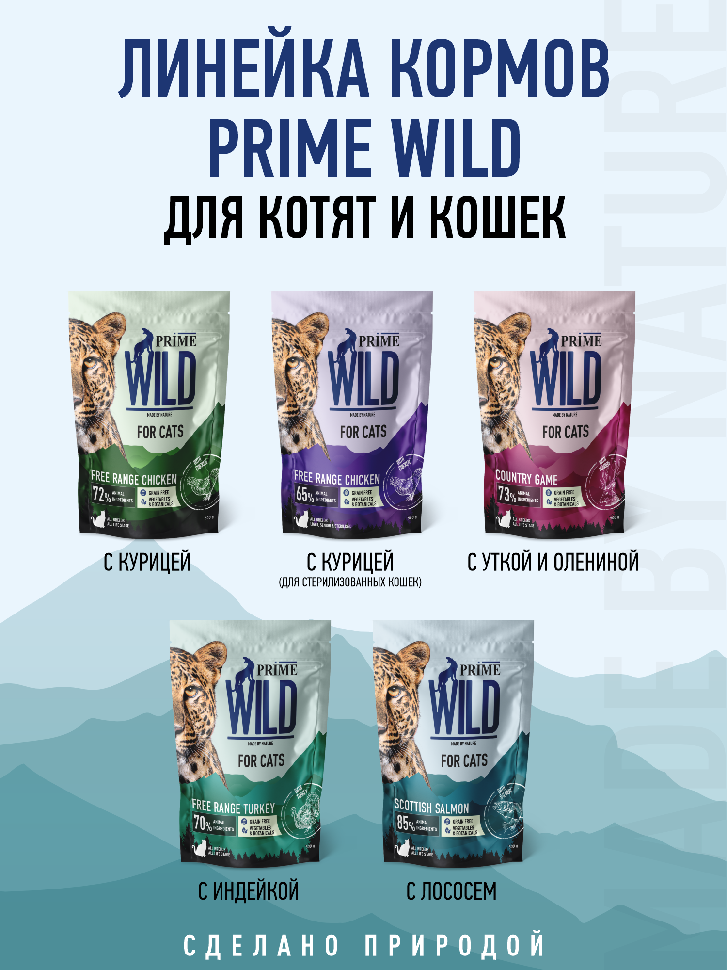 Корм для кошек и котят сухой Prime WILD беззерновой на лососе 500г - фото 16