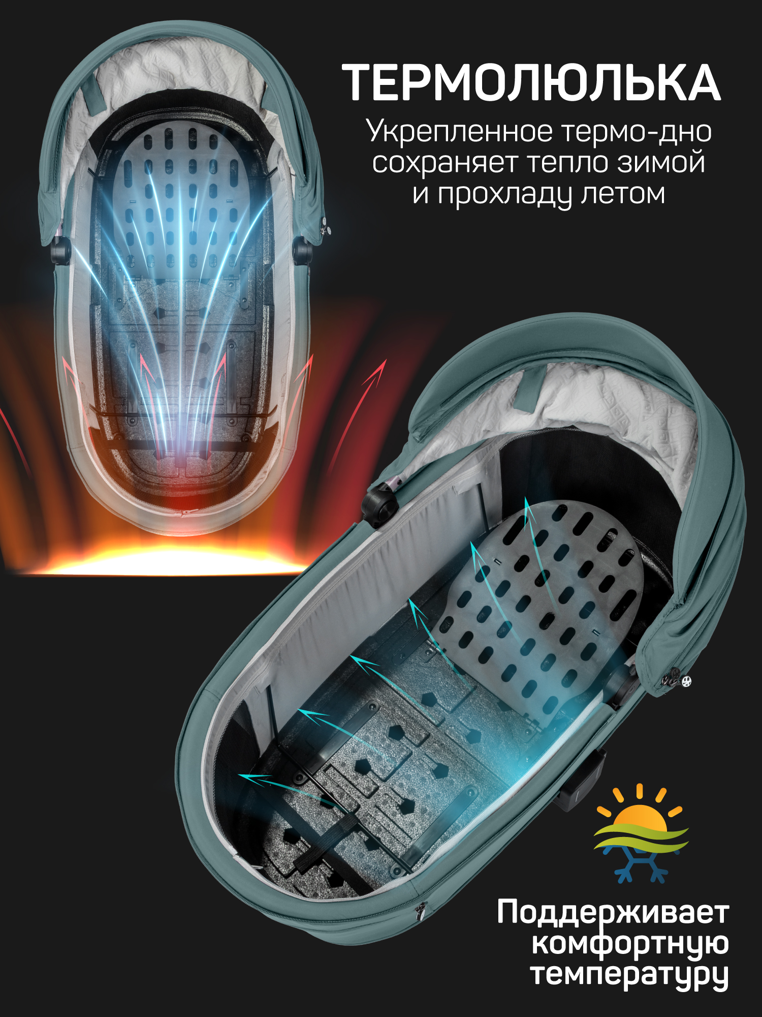 Коляска 2в1 Amarobaby Phenom голубой - фото 2