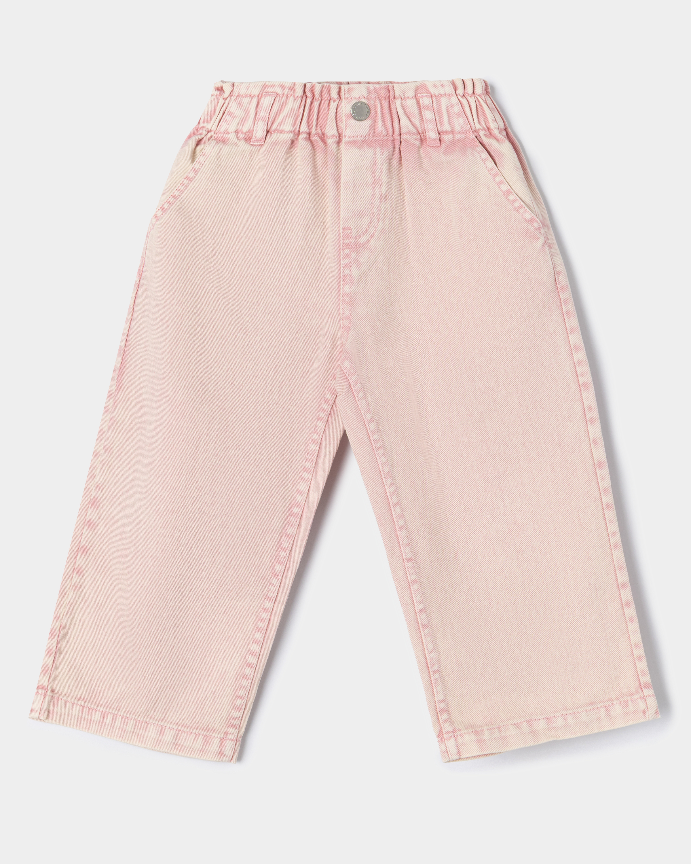 Изображение товара Широкие джинсовые брюки BabyGo для девочки 80 размер розовые