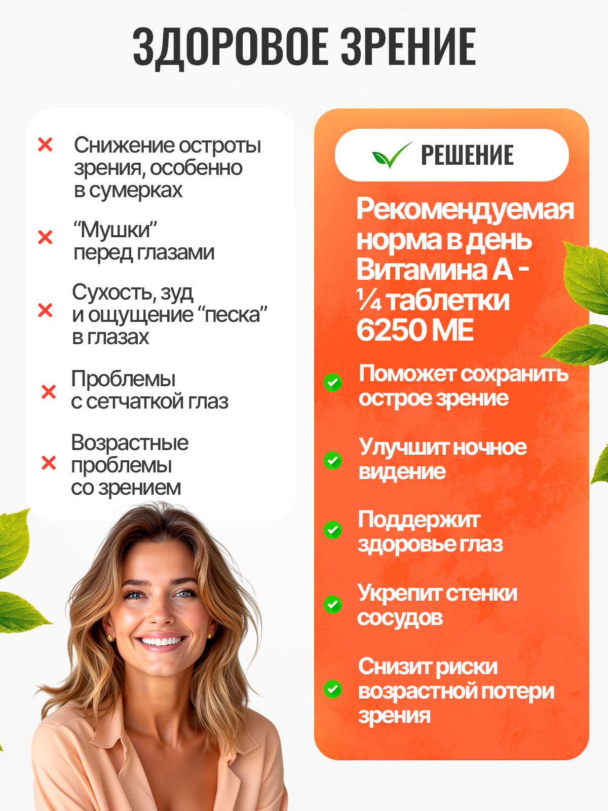 Витамин А 25000 МЕ Green Leaf Formula для глаз и зрения ретинол витамины для кожи - фото 2