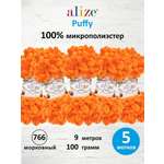 Пряжа для вязания Alize puffy 100 г 9 м микрополиэстер фантазийная плюшевая 766 морковный 5 мотков