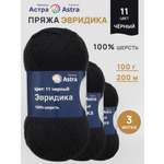 Пряжа Astra Premium Эвридика шерстяная 100 г 200 м 11 черный 3 мотка