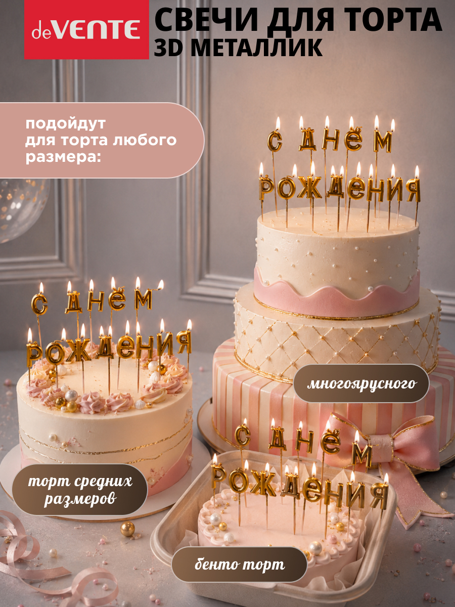 Набор свечей для торта deVENTE С Днем Рождения - фото 5