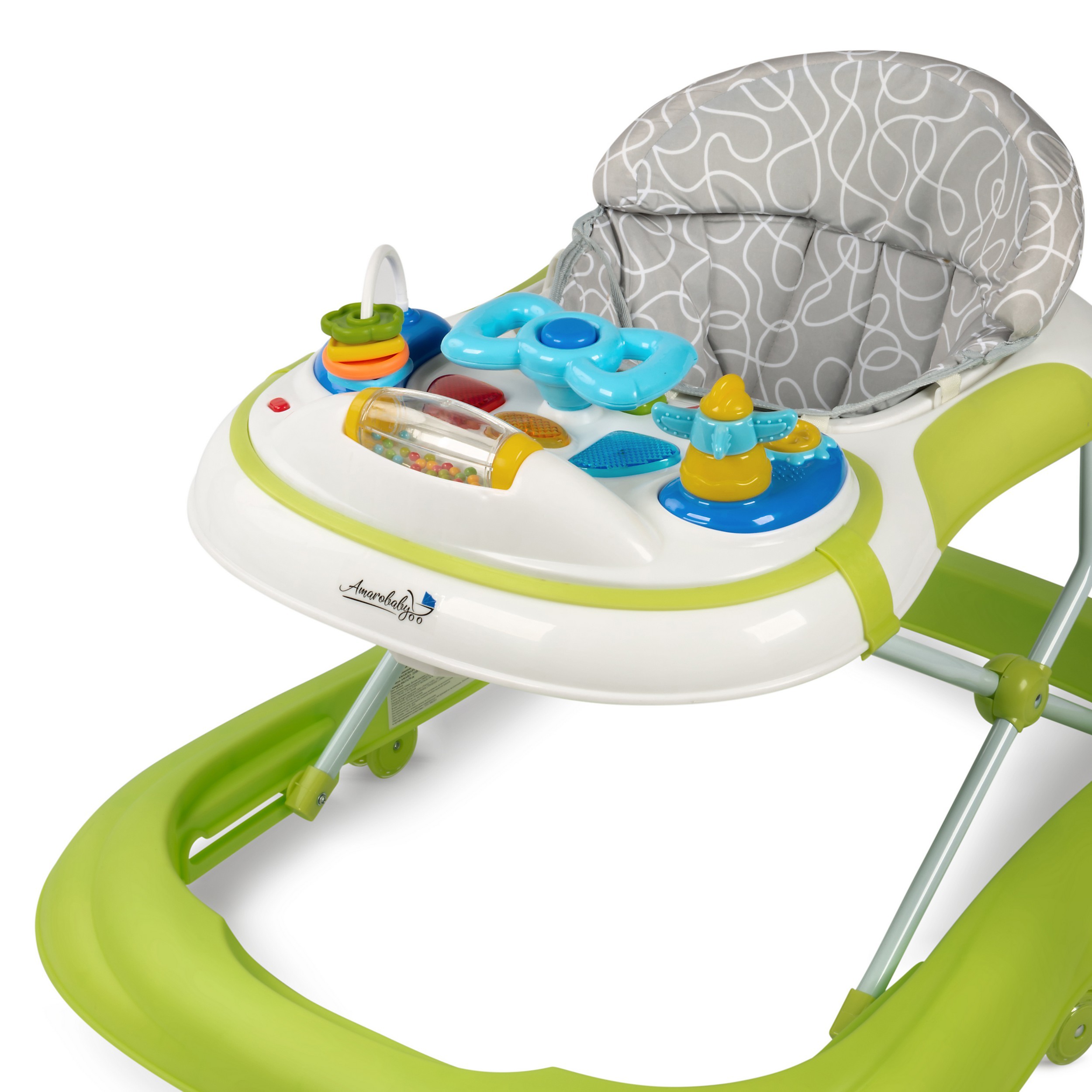 Ходунки Amarobaby Strolling Baby с электронной игровой панелью Зеленый - фото 6