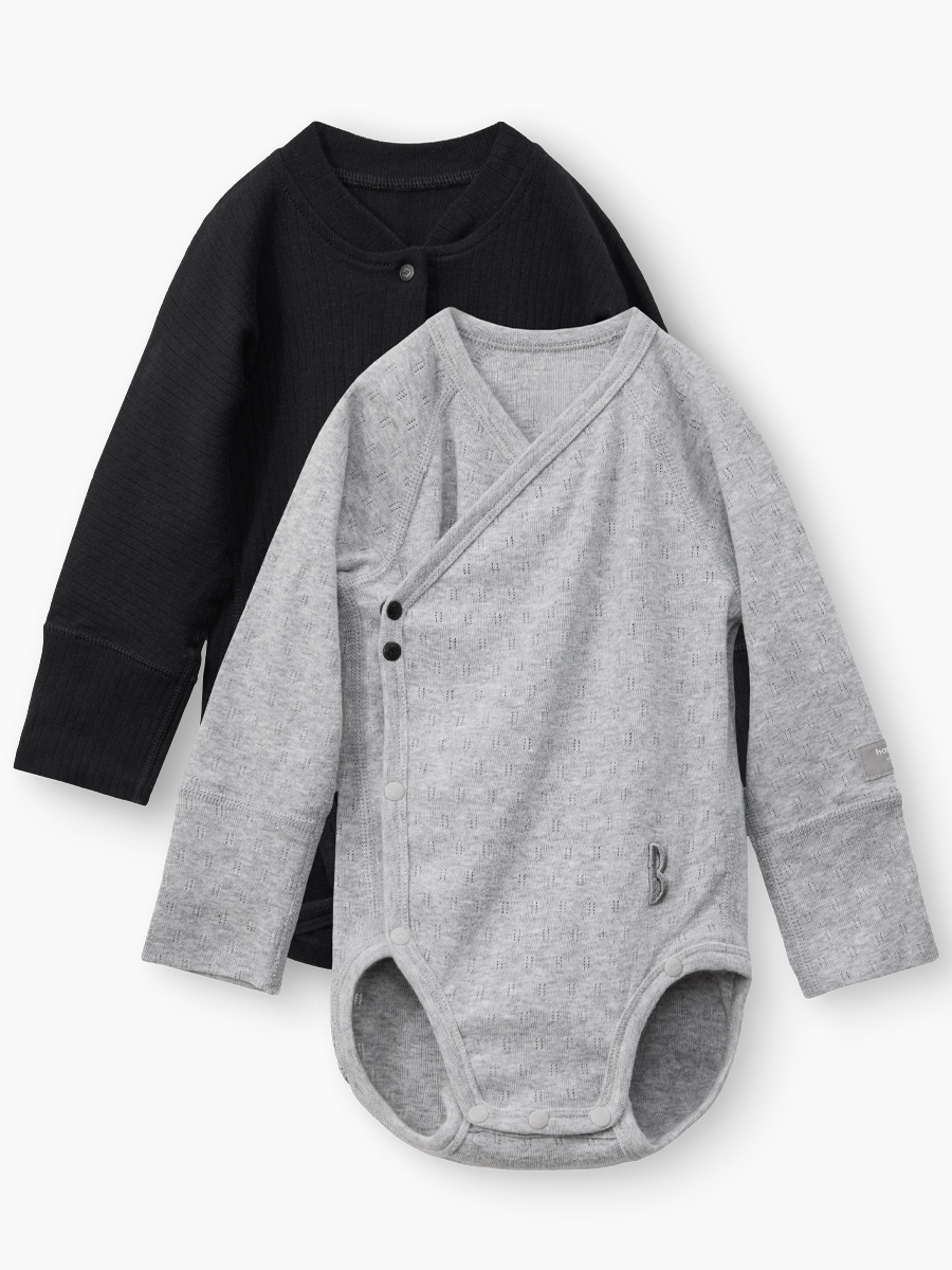 Боди 2 шт Happy Baby 90166-0_grey black - фото 1
