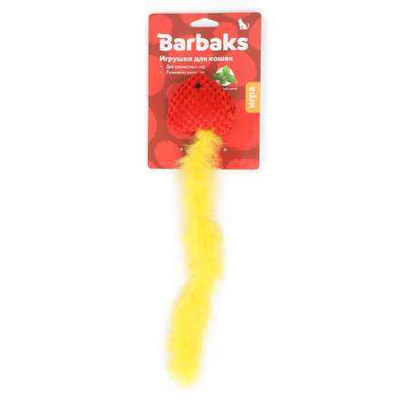 Игрушка для кошек Barbaks Хвостик рыбки перьевой цветной с кошачьей мятой 35см