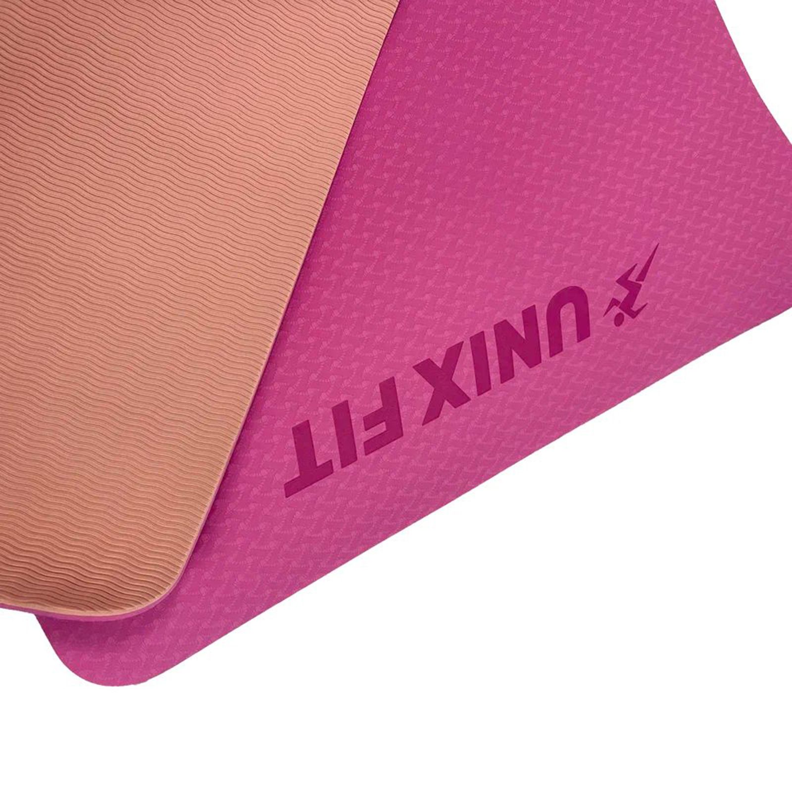 Коврик для йоги и фитнеса UNIX Fit двусторонний 180 х 61 х 0,8 см двуцветный розовый - фото 12