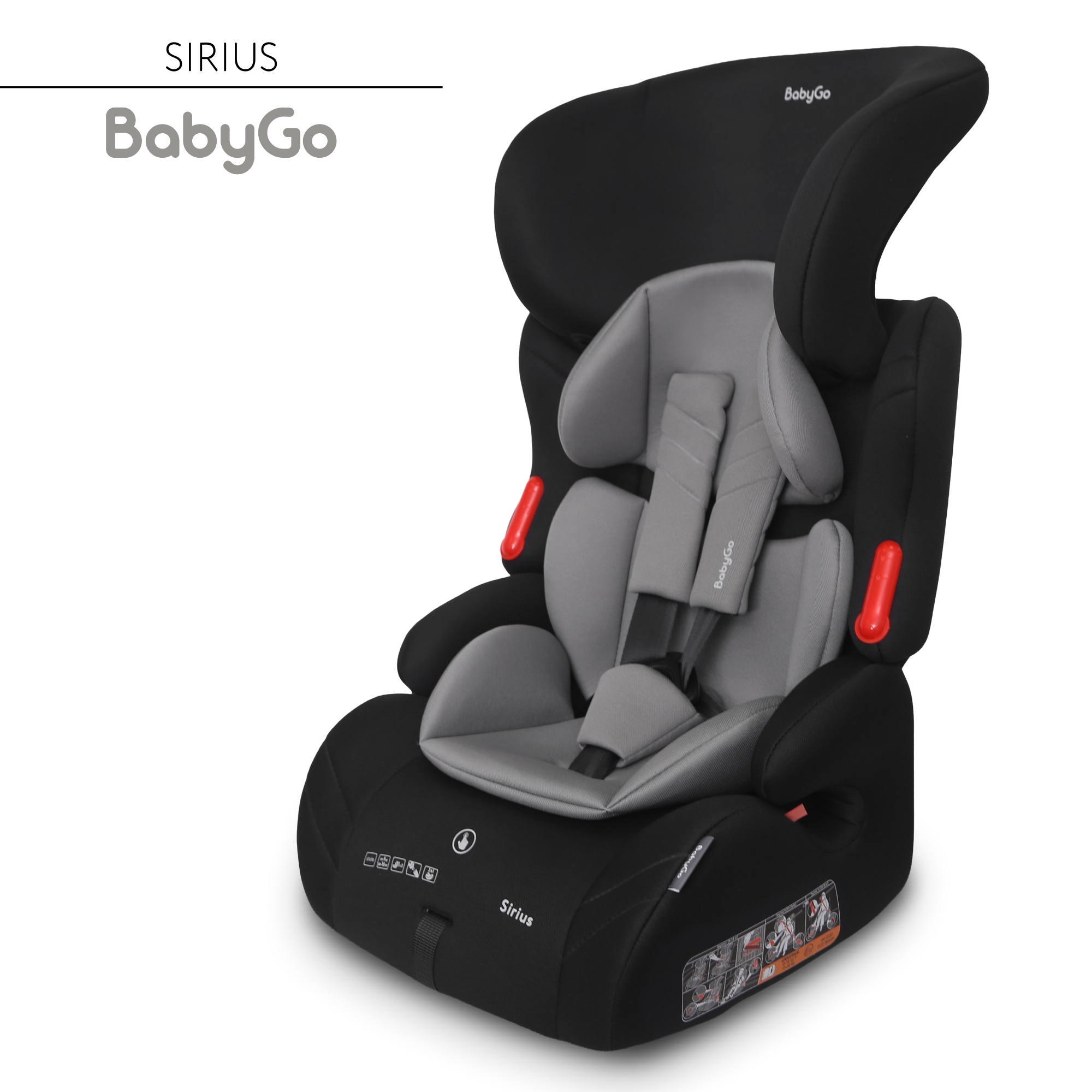 Автокресло BabyGo Sirius New 1/2/3 (9-36 кг) серый - фото 2