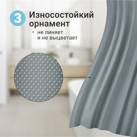 Штора для ванной комнаты ZDK Homium Bath Classic цвет серый размер 180*180 см