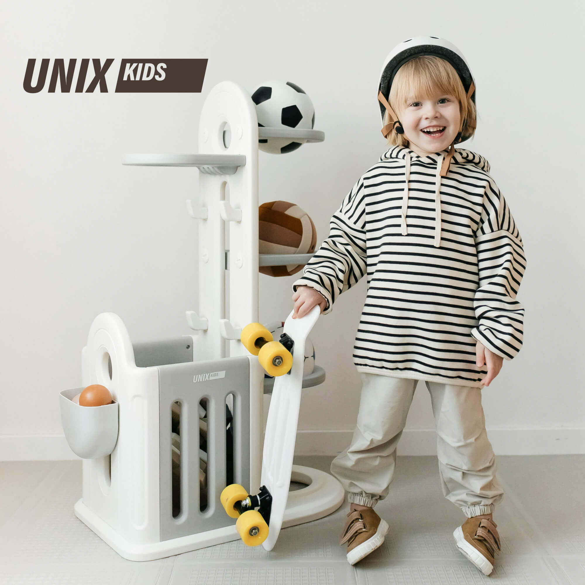 Подставка для мячей UNIX Kids Classic 4 levels Grey - фото 1