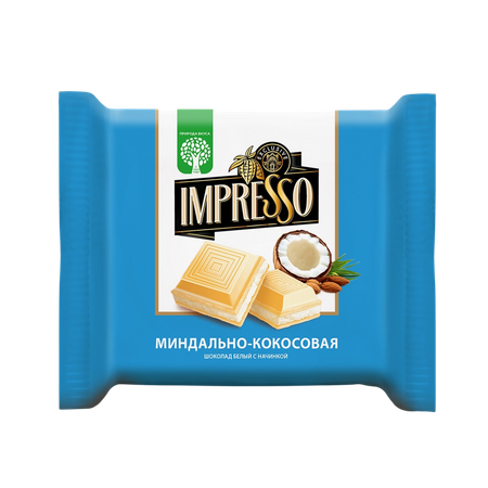 Шоколад Impresso белый с миндально-кокосовой начинкой 75г