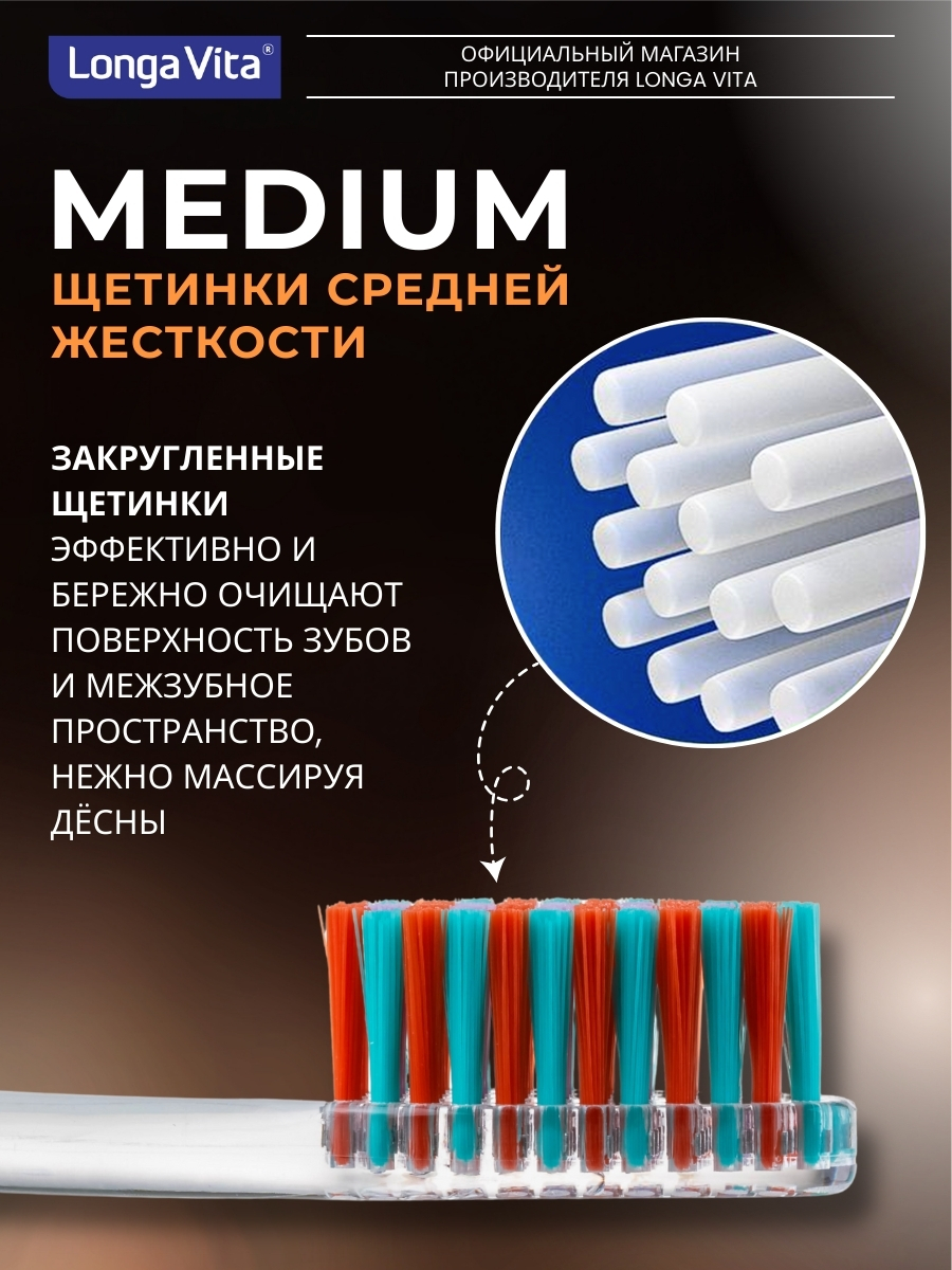 Зубная щетка классическая LONGA VITA от 12 лет 4 шт. - фото 2