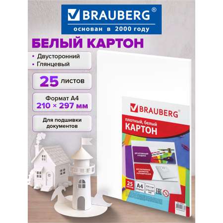 Белый картон Brauberg 25 лист.