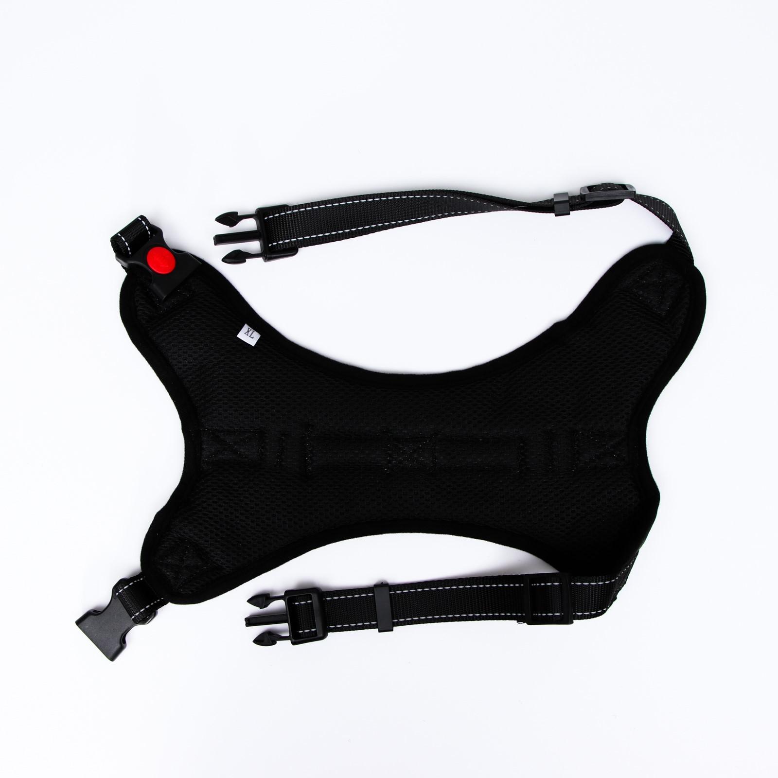 Шлейка Пижон мягкая светоотражающая XL расширенная голубая хаки - фото 5