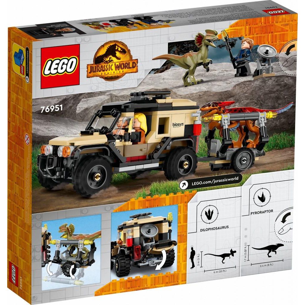 Конструктор LEGO Jurassic World Перевозка ПирорапторДилофозавр блочный - фото 7