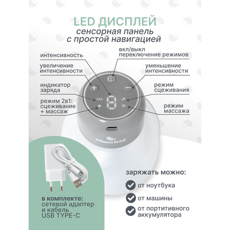Молокоотсос электрический беспроводной MomKid портативный для сцеживания и кормящих мам, с бутылочкой в роддом