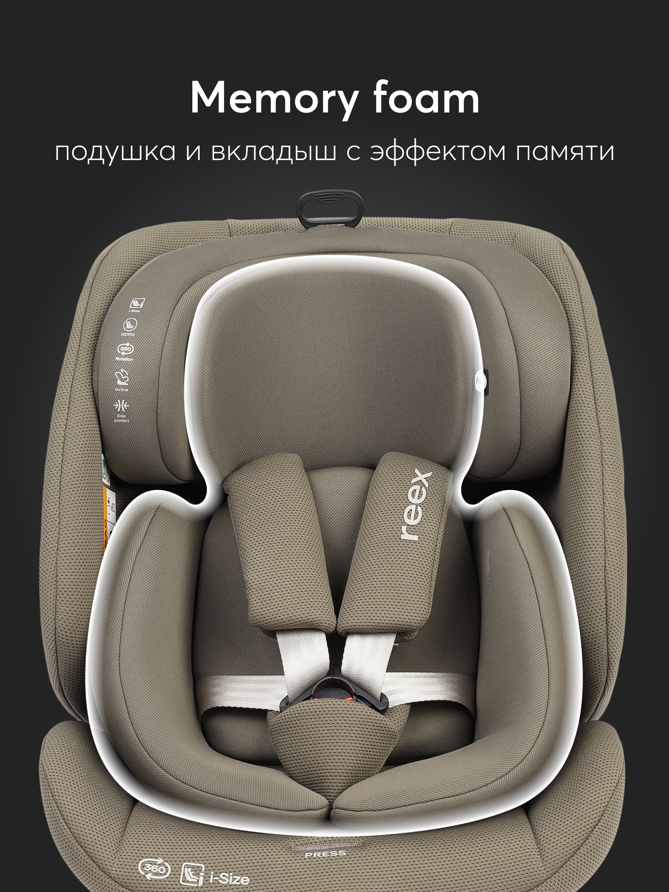 Автокресло Happy Baby Reex Isofix 0+/1/2/3 (0-36 кг) зеленый - фото 6