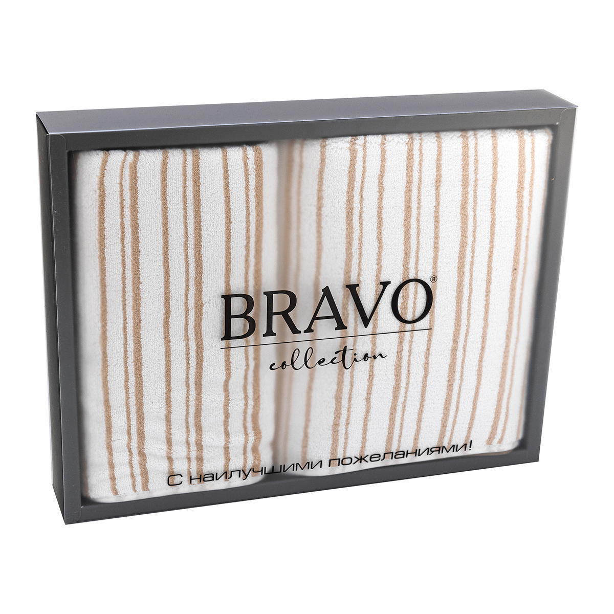 Полотенце BRAVO Лайн 35*75 + 50*100 бежевый 2 шт. - фото 3