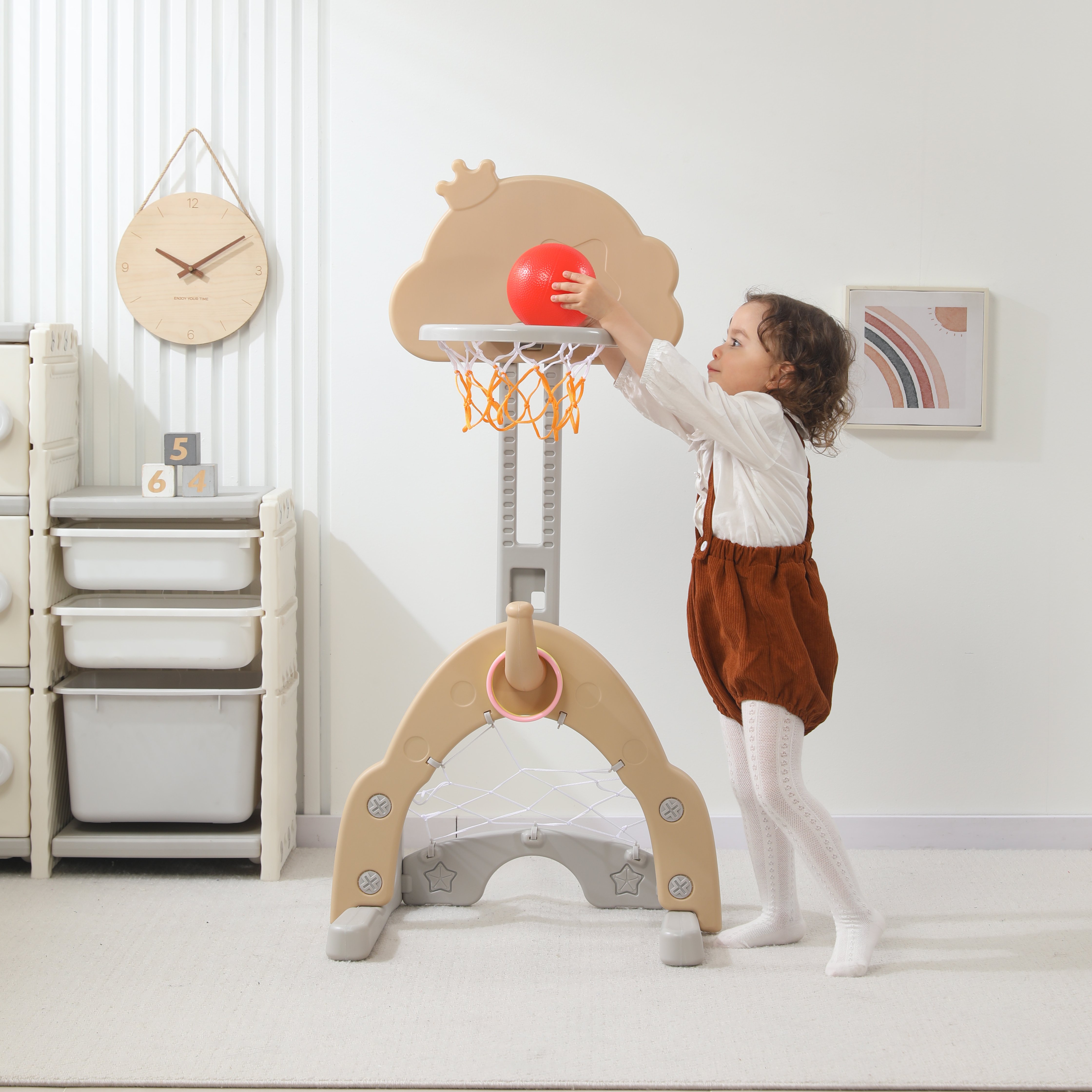 Баскетбольная стойка детская UNIX Kids Star сamel 2в1 для дома и улицы хоккейные футбольные ворота - фото 12