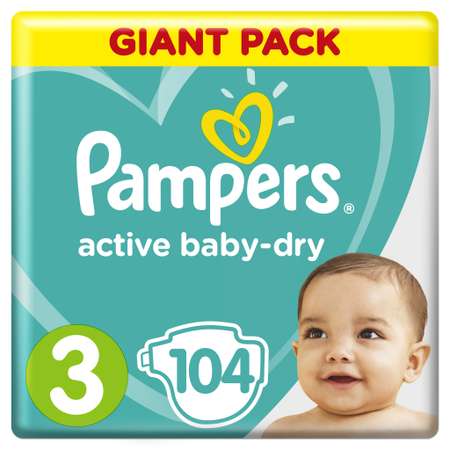 Подгузники Pampers Active Baby-Dry 3 (6-10 кг) 104 шт.