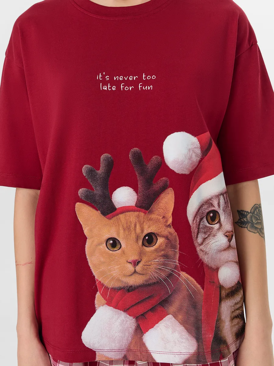 Пижама Mark Formelle (Марк Формэль) 592591/бордо +молочно -бордовая клетка - фото 5