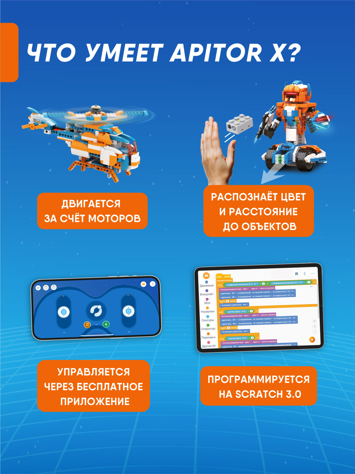 Конструктор Apitor Robot 12в1 электронный 600 дет. - фото 2