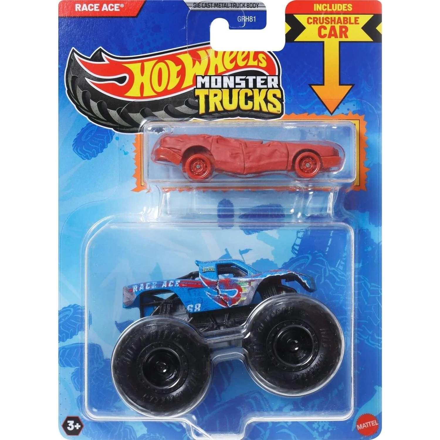 Монстр-трак Hot Wheels Monster Truck Race Ace 1:64 синий GRH81 - фото 1