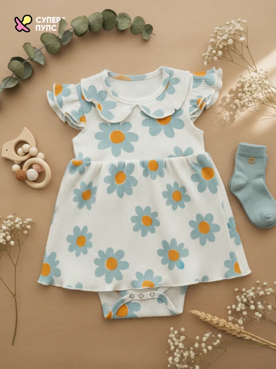 Боди-платье Супер Пупс бд/платье/2крыл/ромашка - фото 17
