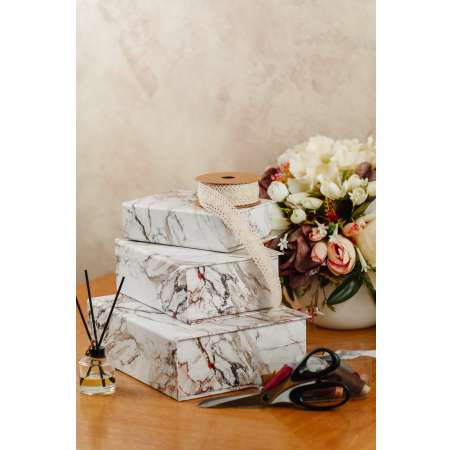 Шкатулка для украшений Cartonnage средняя 20.5x14.5x7.5 см Мрамор белый