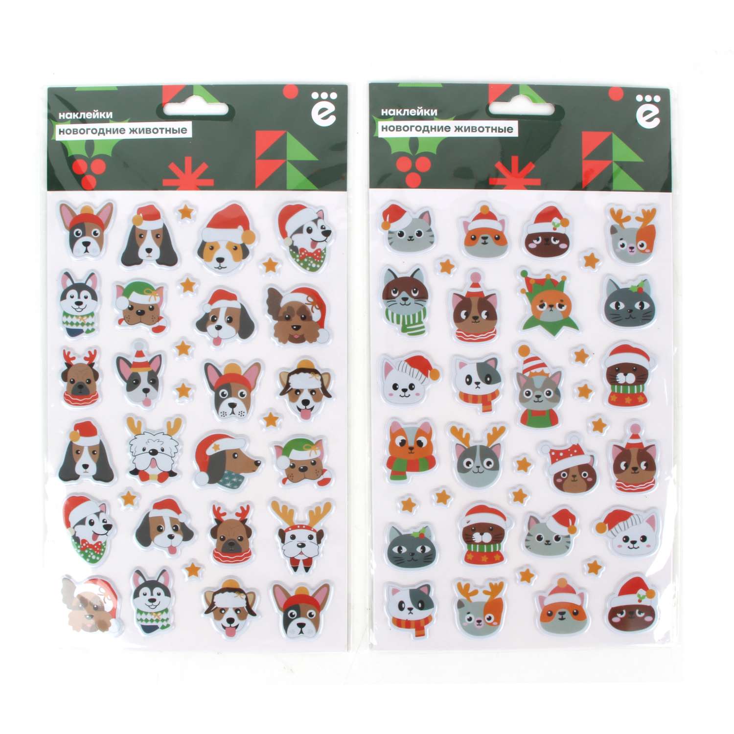 Наклейки декоративные ё Новогодние животные в ассортименте - фото 1