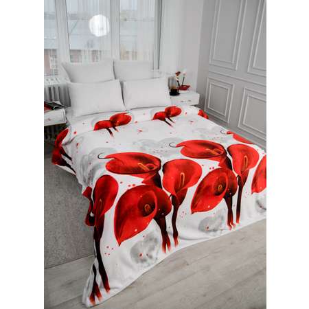 Плед PAVLine Аэро Софт Каллы на белом 150 x 200 см