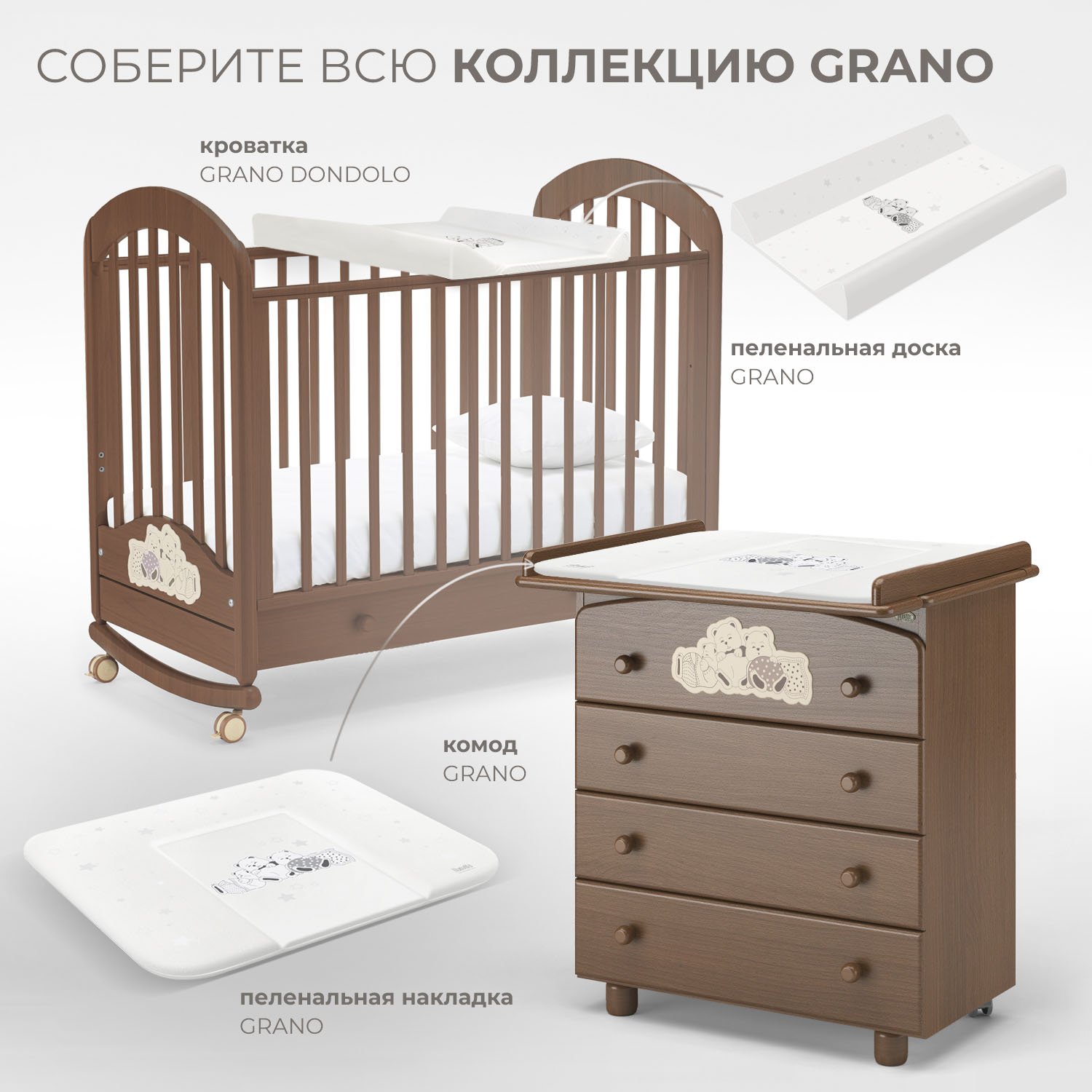 Детская кроватка Nuovita, без маятника (темный орех) - фото 8
