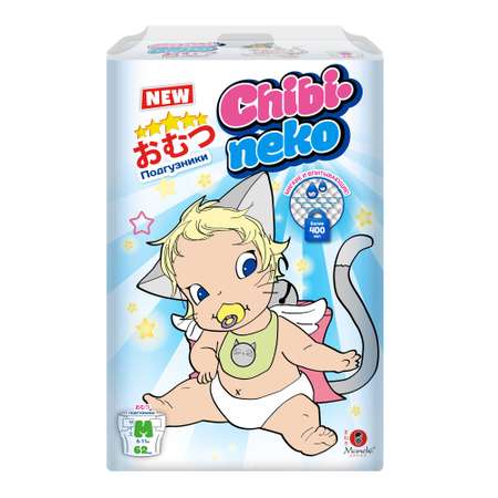 Подгузники Maneki M (6-11 кг) 62 шт.